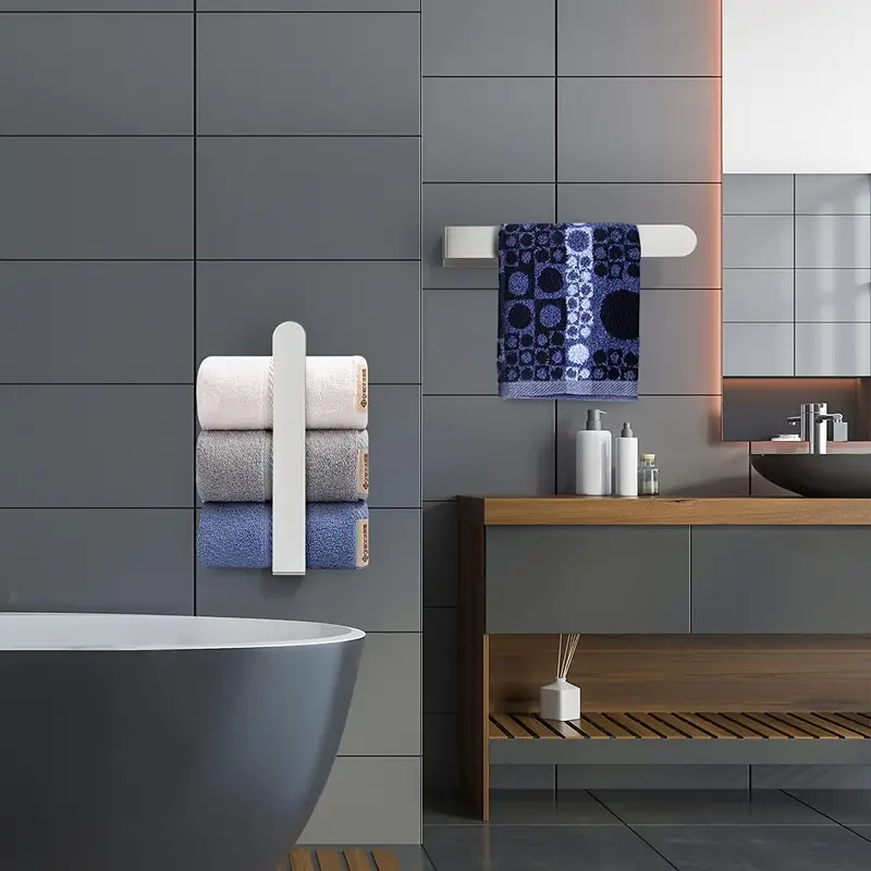 self stainless steel towel rail 23 6 x 37 4 matte black no drill wall holder for bathroom kitchen ideal for hanging towels towel rack modern towel holder durable towel rack Product details 15