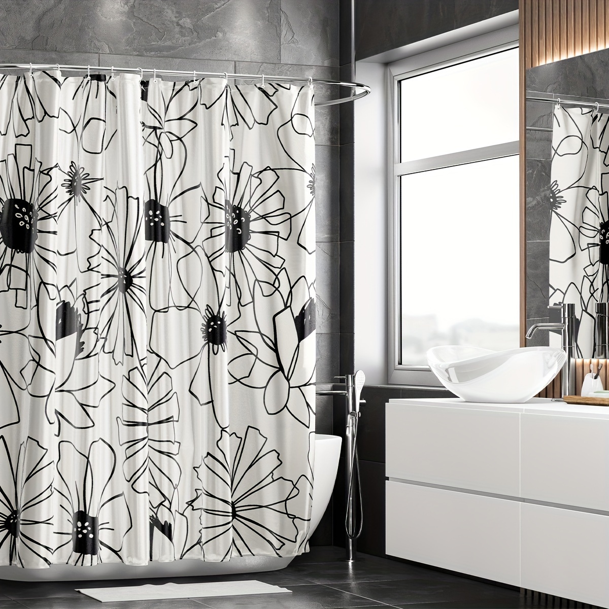 1 pieza Cortina océano temático ducha del baño - impermeable , anti-moho ,  perforación necesario , digital impresión con faro diseño, Moda de Mujer