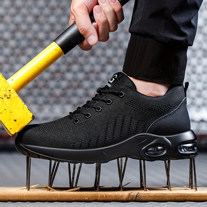 Zapatos de seguridad con punta de acero para hombre, botas de trabajo  transpirables, zapatillas de trabajo a prueba de pinchazos, botas de  seguridad