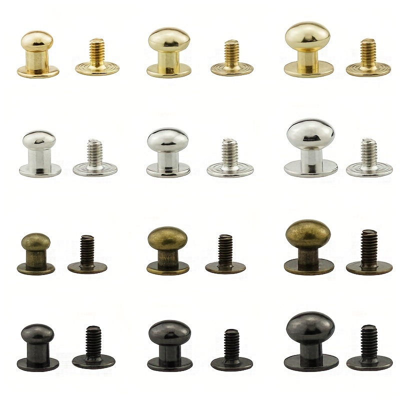 10pcs Solid Brass Round Head Stud Screwback Leather Bag Chicago Screw Nail  Rivet
