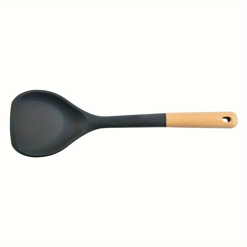 Silicone Kitchen Utensil Cooking Shovel Wooden Handle - Temu