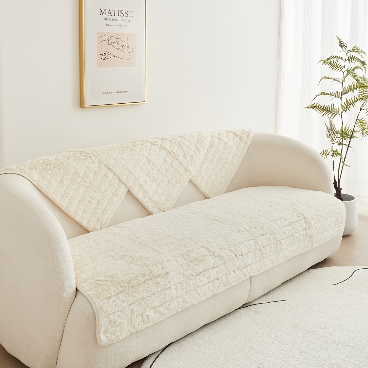 Couch Cover Sofa Cotton Neutral Cover Temu Soft Color Solid 