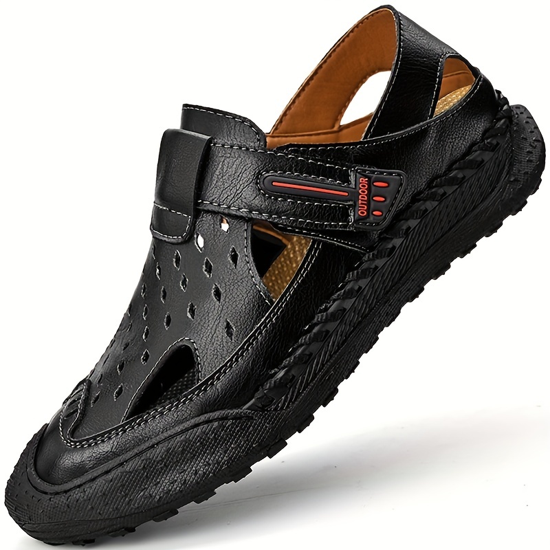 Men Leather Sandals - Temu