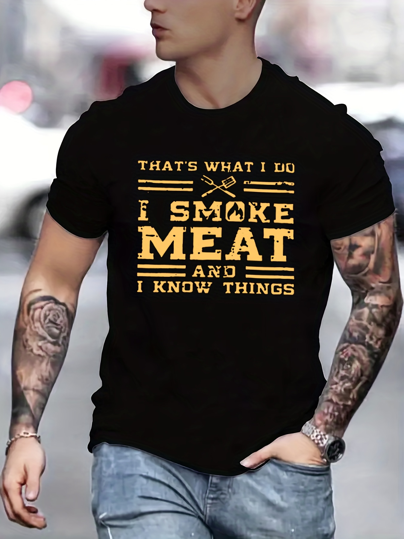 Tees For Men, Family Man Smoking Meat On Barbeques Print T Shirt, Casual  Short Sleeve Crew Neck Tshirt For Summer Spring Fall, Tops As Gifts - Temu  Italy