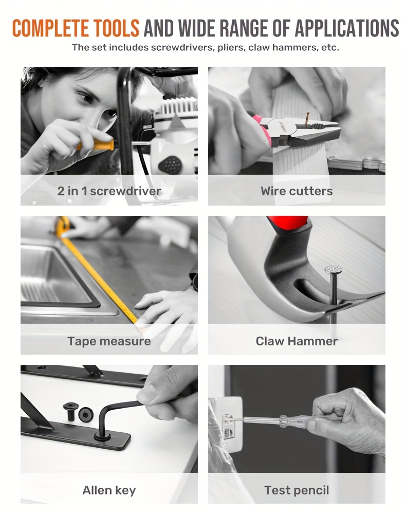 1 Juego de herramientas para el hogar   de herramientas rosa, que   alicates, cinta  ,   y otras herramientas,   de herramientas pequeña y portátil para reparaciones en el hogar. detalles 3