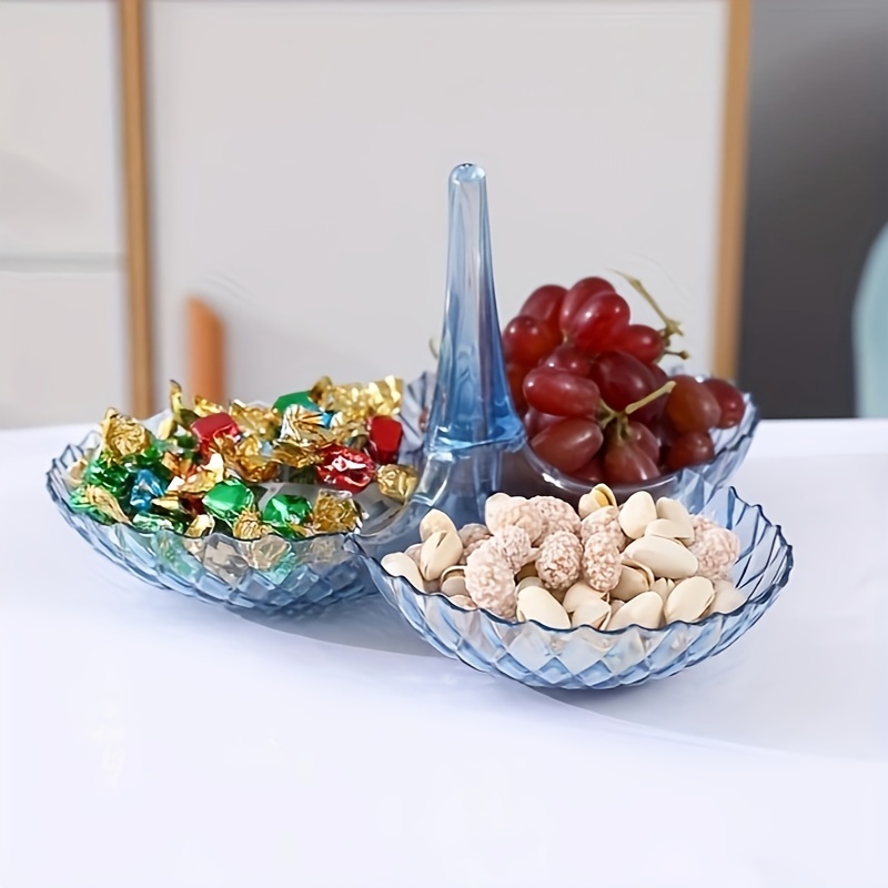 Rotatable Glass Fruit Basket Multilayer Decor Bowl with Base in Gold