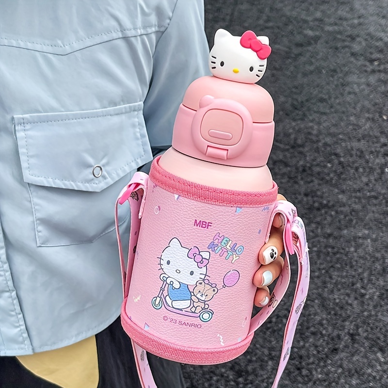 Cartoon Bunny Unicorn Stainless Steel Vacuum Flask Thermos Cup Mug for Kids  Childen Portable Cute Straw Water Bottle with Bag (pink bunny 3, 600ml)