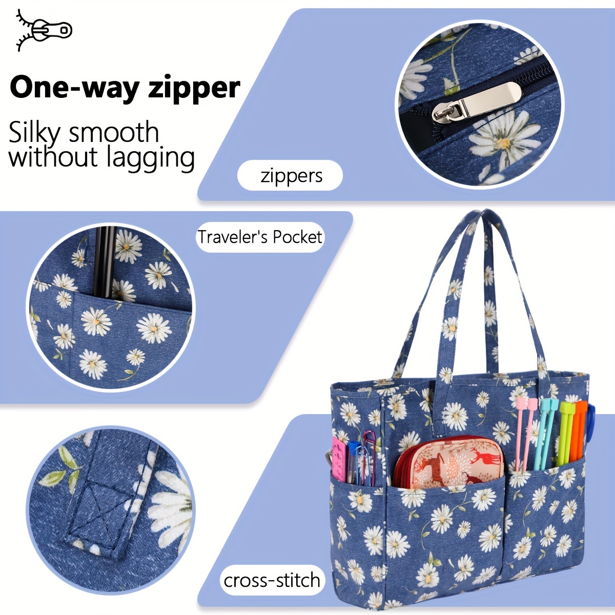 Large Capacity Waterproof Crochet Storage Bag Knitting Tool - Temu