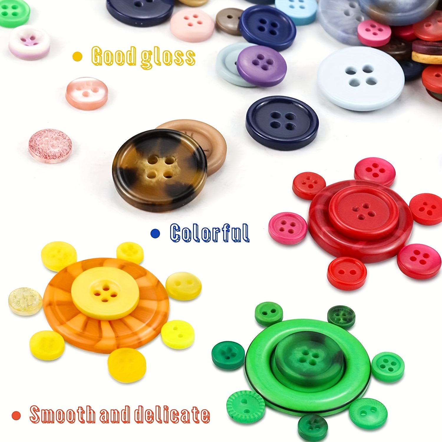 Round Resin Buttons Assorted Sizes 2 Hole And 4 Hole Mixed - Temu