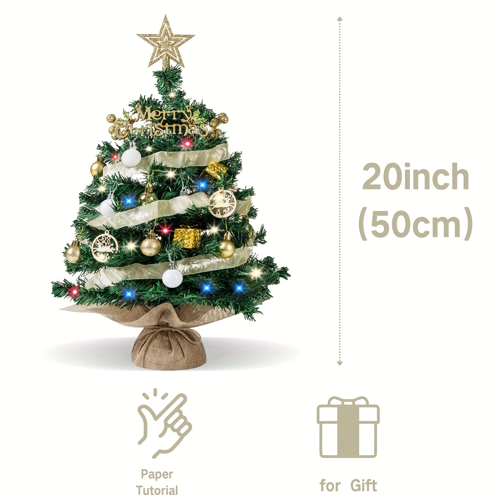 Tabletop Mini Christmas Tree Set Led Light Star Treetop - Temu