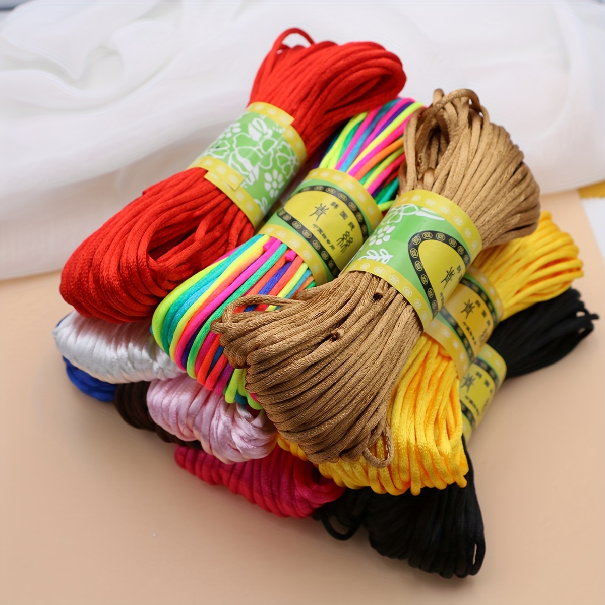 2 Rolls Silk Cord Rattail Silk Cord Chinese Knot Thread for