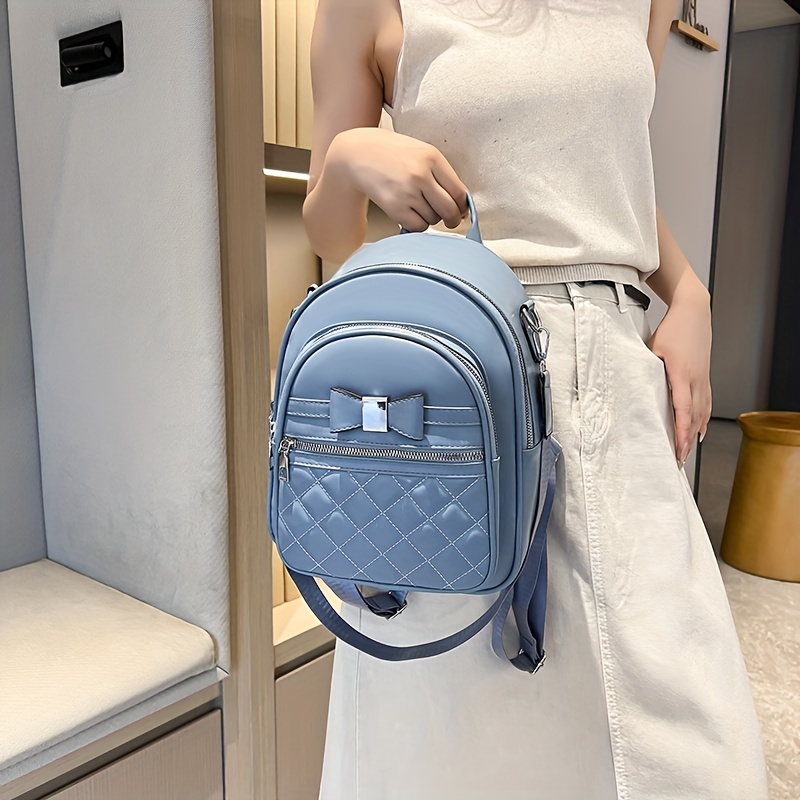 Quilted Bow Decor Large Capacity Backpack