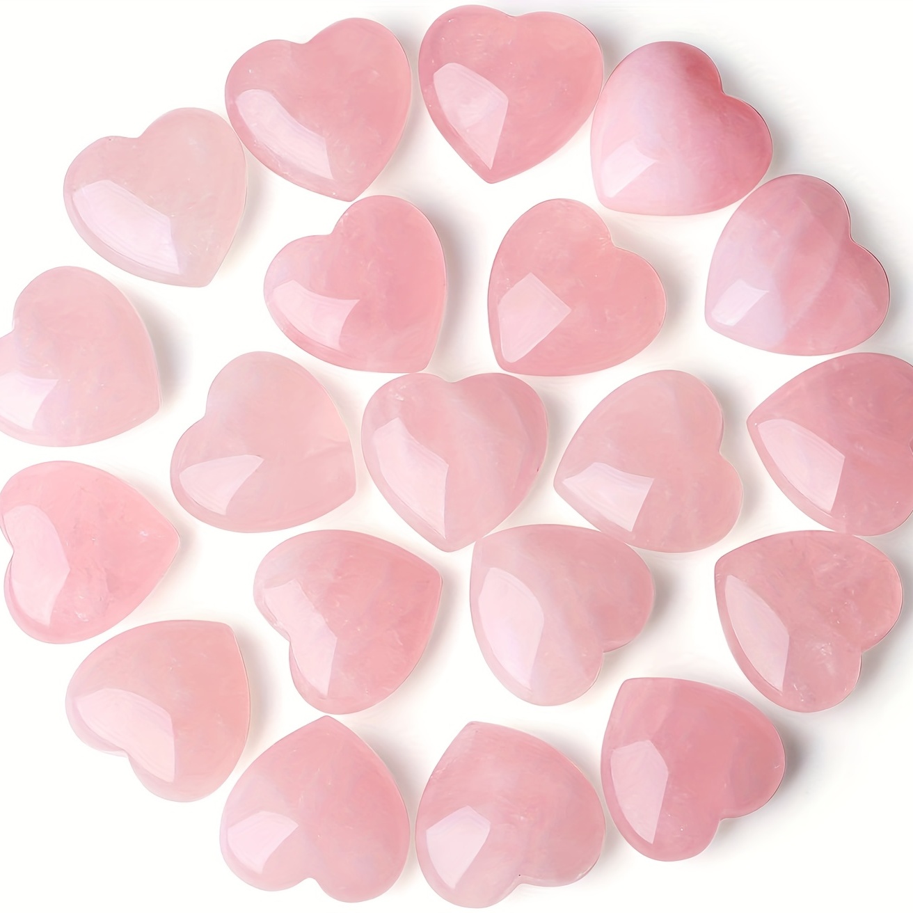 10pcs Rose Quartz Heart Crystals Natural Crystal Polished Healing Cute Mini  Pocket Stones Palm Thumb Love Gemstones Set Bulk Reiki Energy Balancing Me