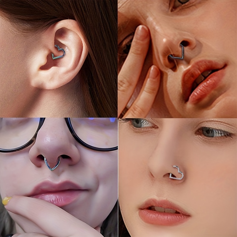 European American Stainless Steel Ring Interface Heart Nose Ring