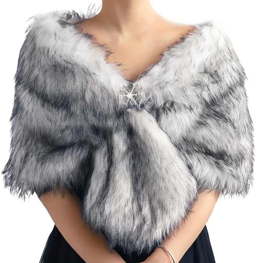 Silver Faux Fur Shawl