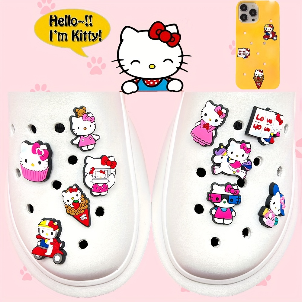 Hello Kitty Shoe Decoration Charms Pvc Cute Clog Pins - Temu