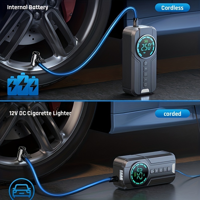 Gonfleur de pneu pompe à air de voiture petite lampe à LED éclairage  rapidement gonflé pompe à pneu électrique véhicules pompe gonflable pour  motos Cadran d'affichage numérique