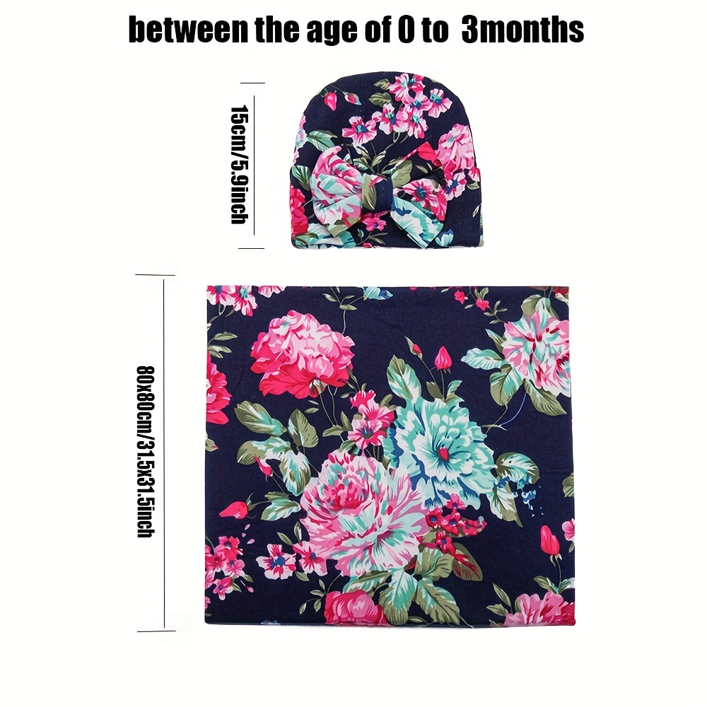 Newborn Swaddling Blanket with Beanie Set
