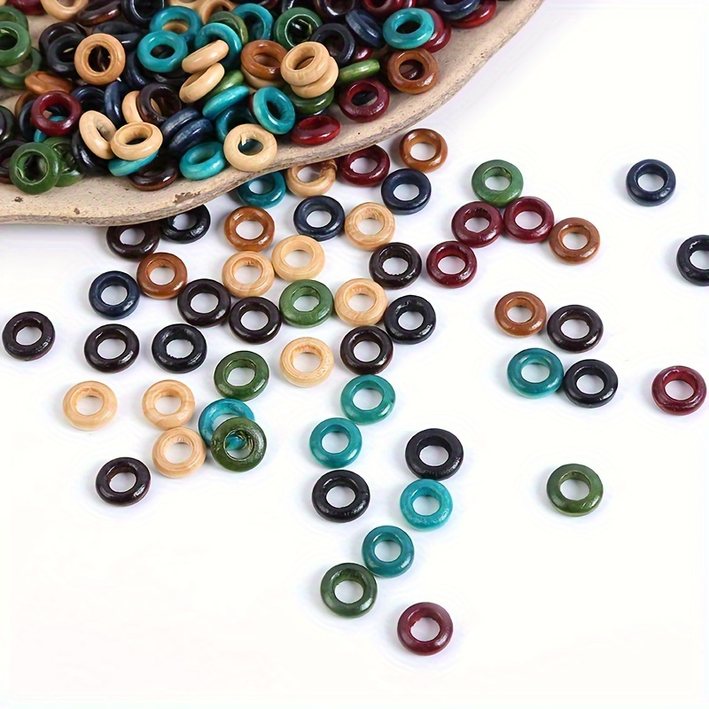 Image of 100pcs 13mm Colorful Wooden Beads For Braids & Dreadlocks - Hair Extension Rings, Hollow , Wig Ornament, Decorative Ring
