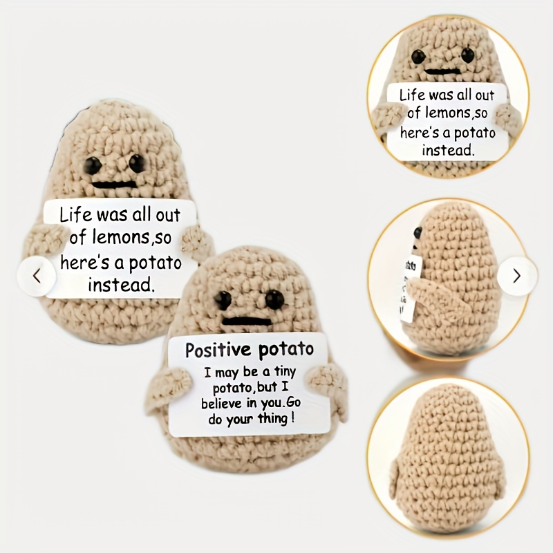 Funny Positive Potato 3 inch, Handmade Knitted Potato Toy Positive Card Cute Wool Positive Potato Crochet Doll Cheer Up Gifts
