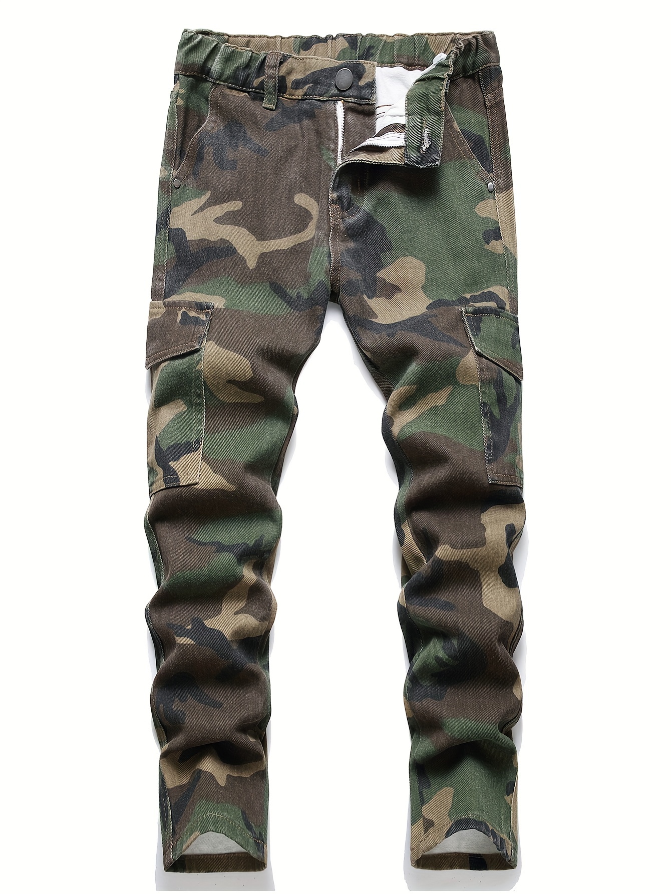 Kid's Camouflage Pattern Straight Jeans, Casual Denim Pants, Boy's Clothes For All Seasons