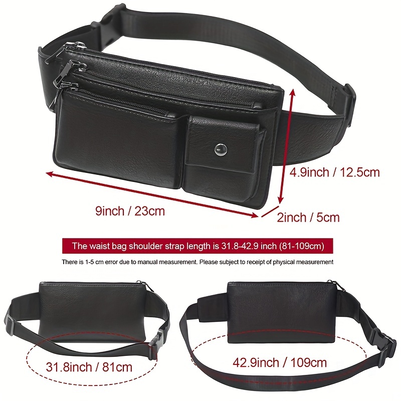 Fanny Pack Waist Bag Multifunction Genuine Leather Hip Bum Bag Travel Pouch  for Men and Women- Multiple Pockets & Sturdy Zippers Ideal for Hiking