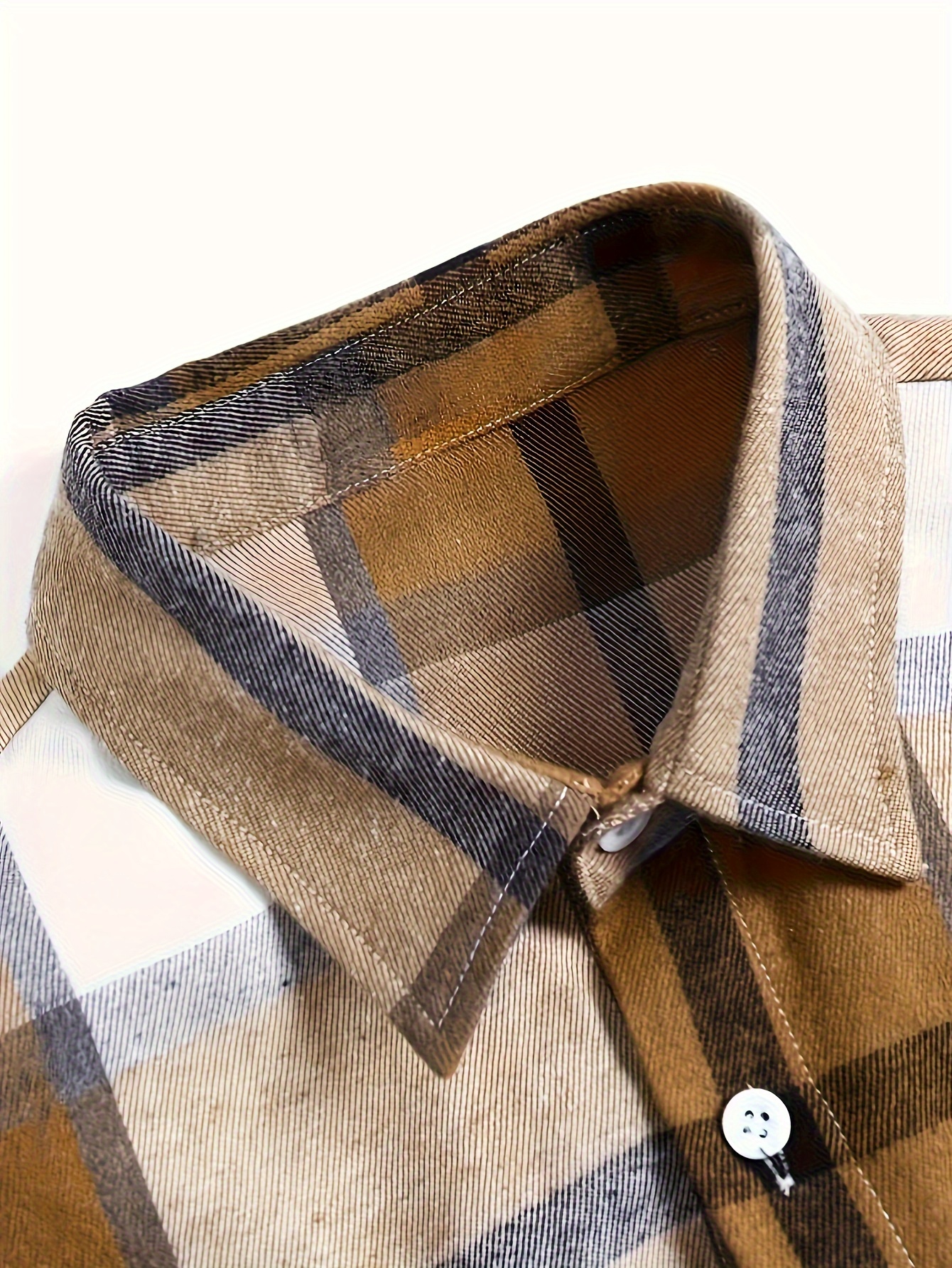 Plaid Button Up Hooded Shirt for Men