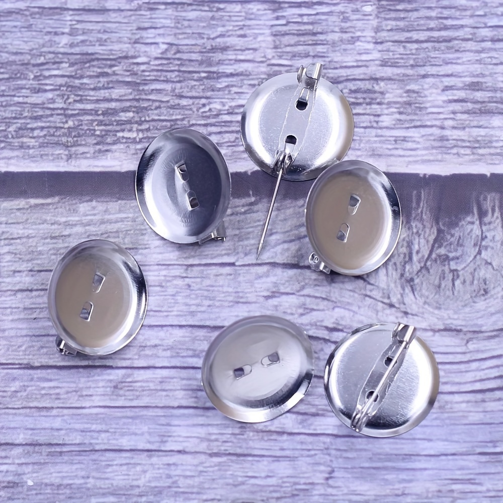 50pcs Silver Tone Metal Round Base Jewelry Brooch Pins Cameo Cabochon Base  Brooch w/ Safety Pin 13mm,20mm,25mm,30mm,35mm