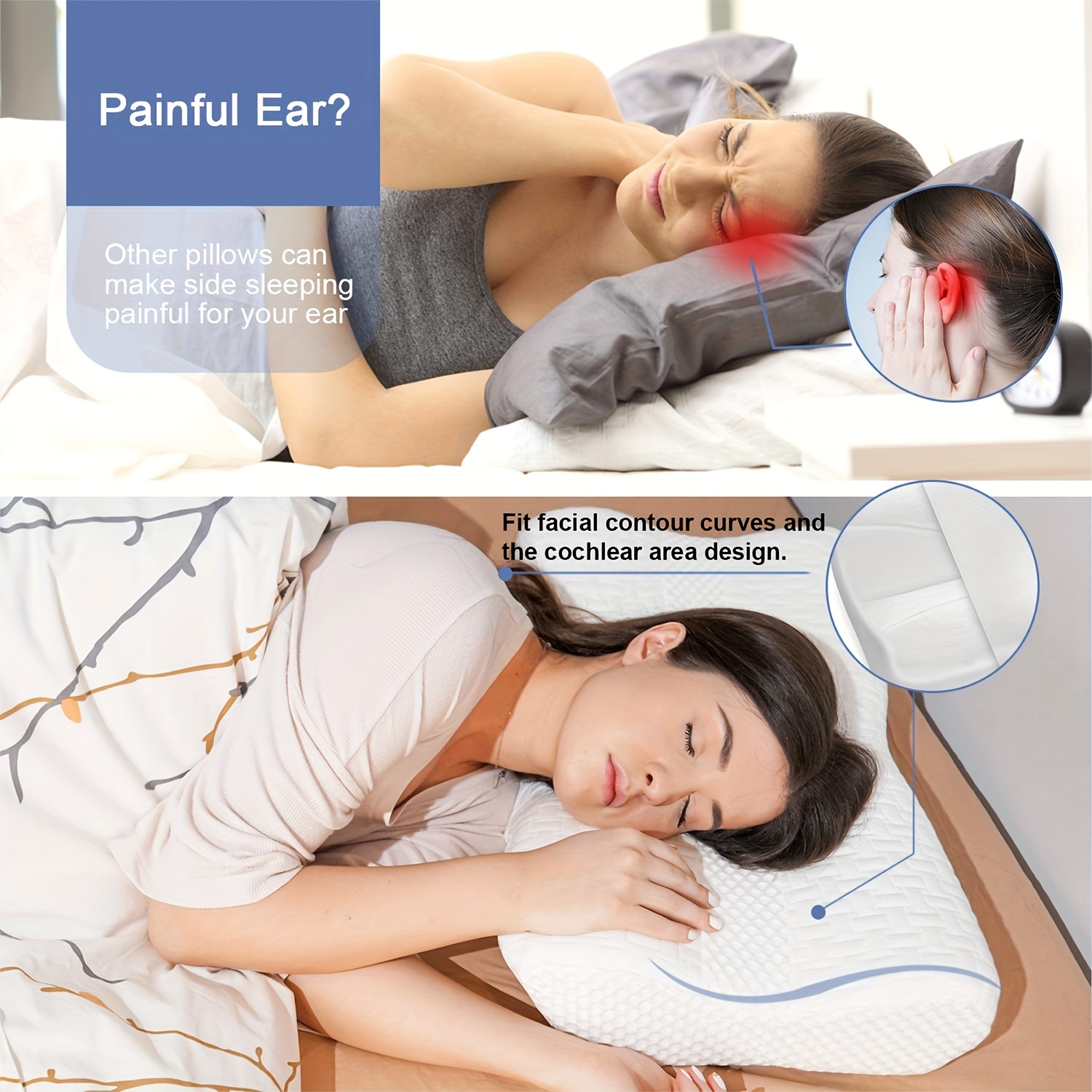 Cuscino ergonomico cuscino cervicale cuscino imbottito in fibra morbida per  dolore al collo cuscini ortopedici ergonomici per dormire in salute