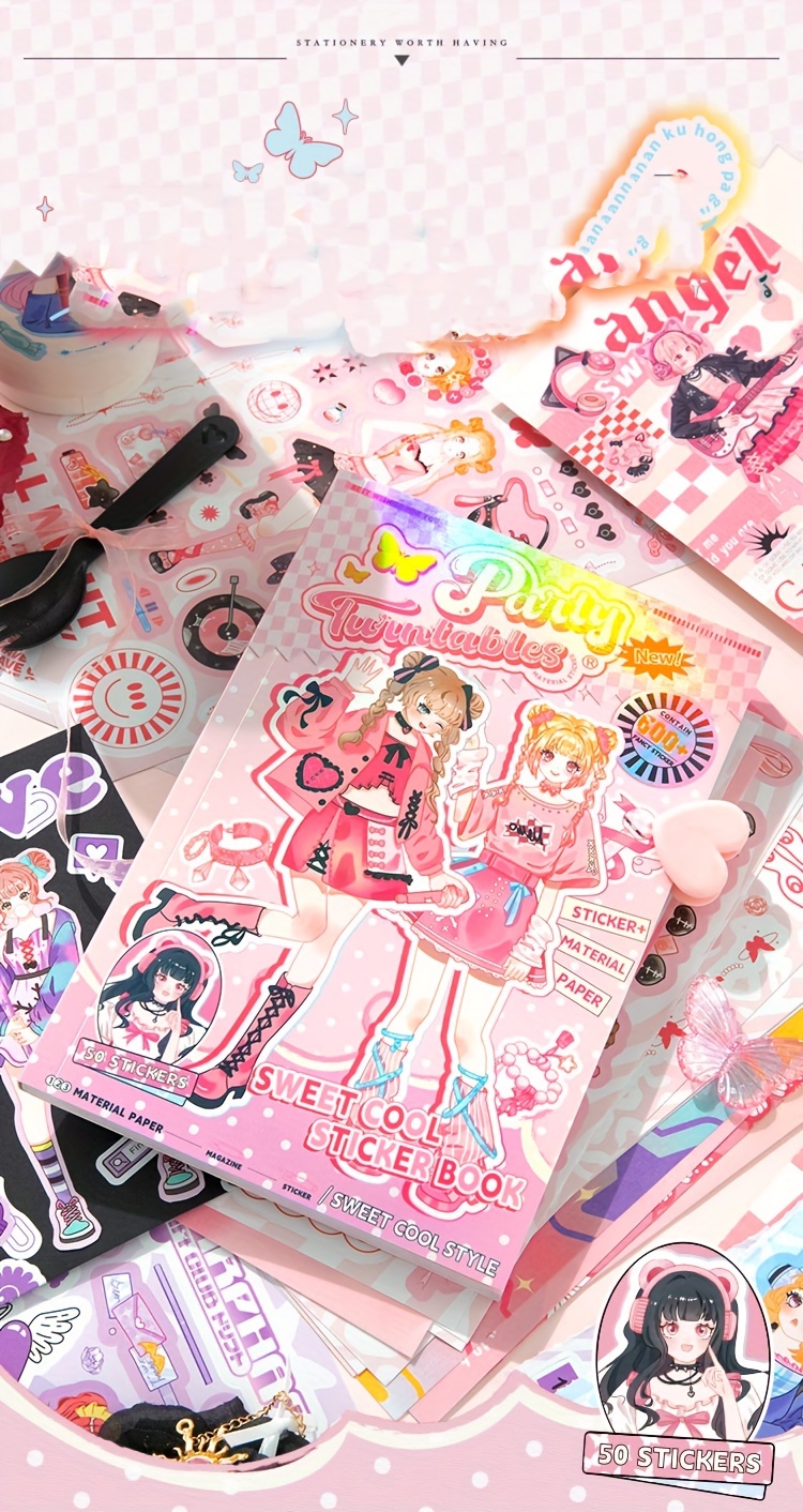 Sweet Cool Party Cool Material Sticker beautiful Girl - Temu