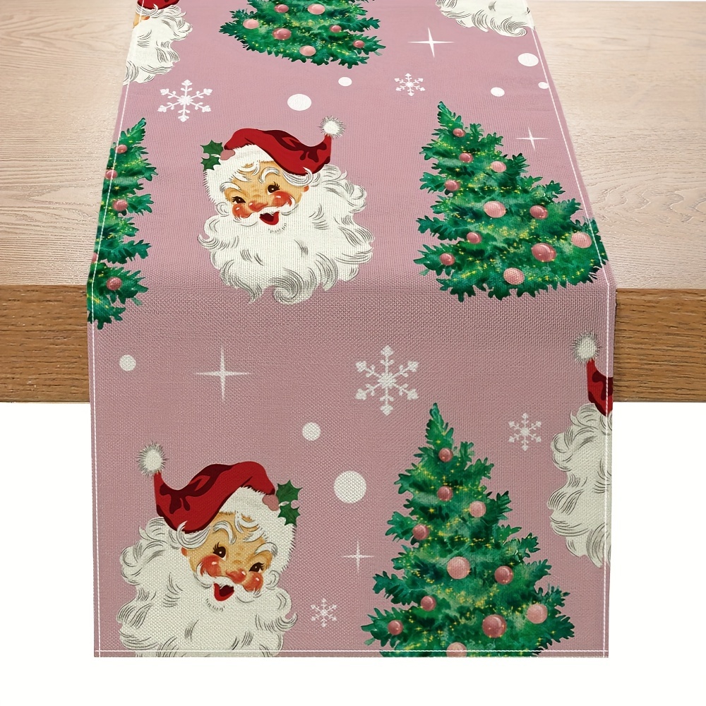 Christmas Tree Santa Claus Candy Snowflake Table Runner Decoration