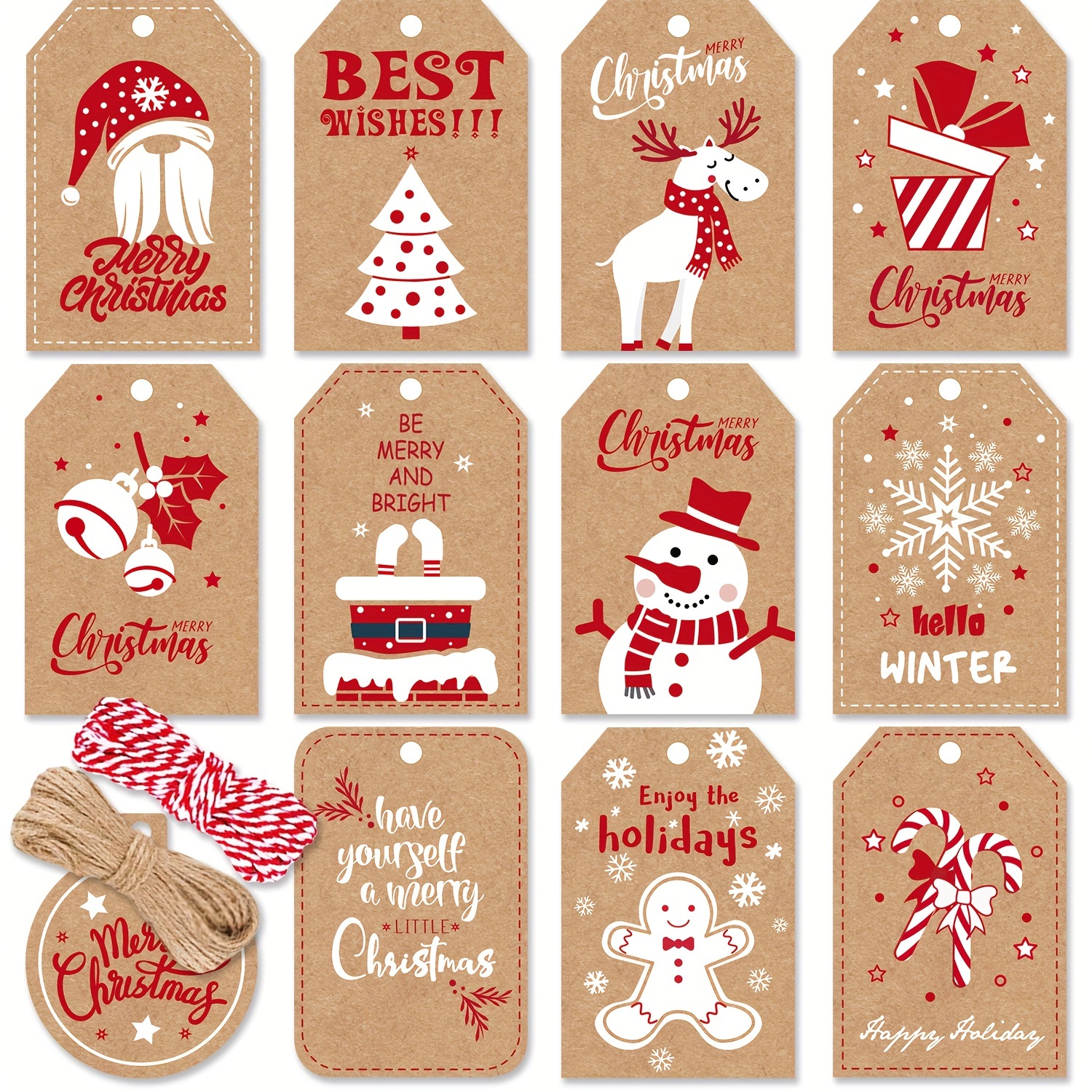 150 Pcs Christmas Tags for Gifts, Snowflake Christmas Gift Tags with String  Kraft Paper for Xmas Holiday Present with 30 Meters Twine