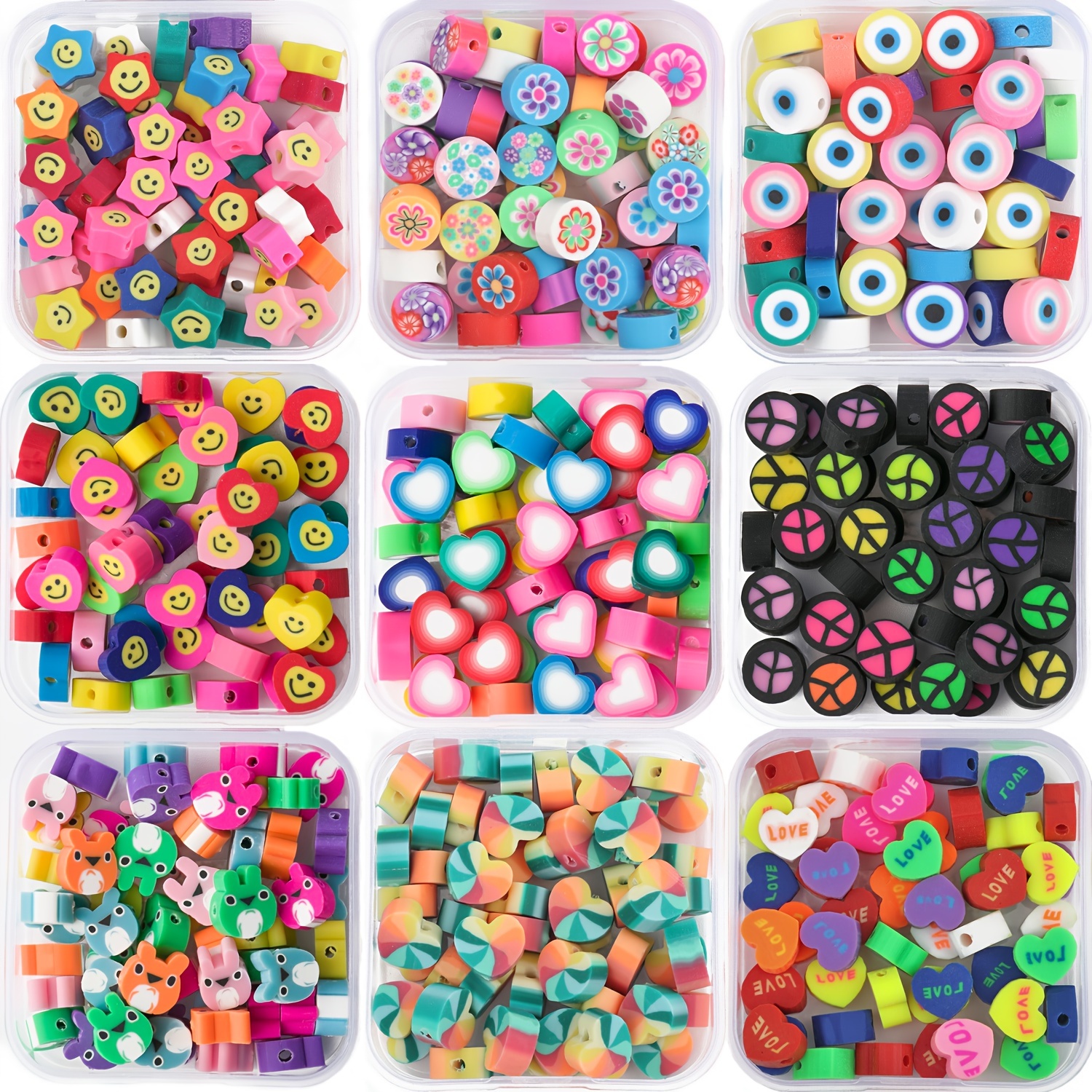 1Box Cartoon Polymer Clay Beads Kits Handmade Polymer Clay Spacer