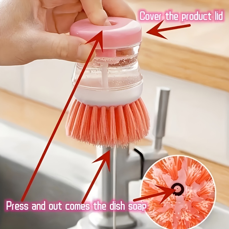 Green Dish Brush with Detergent Dispenser Multifunctional Replaceable Brush  Head Brush for Cleaning Kitchen Dish Brush