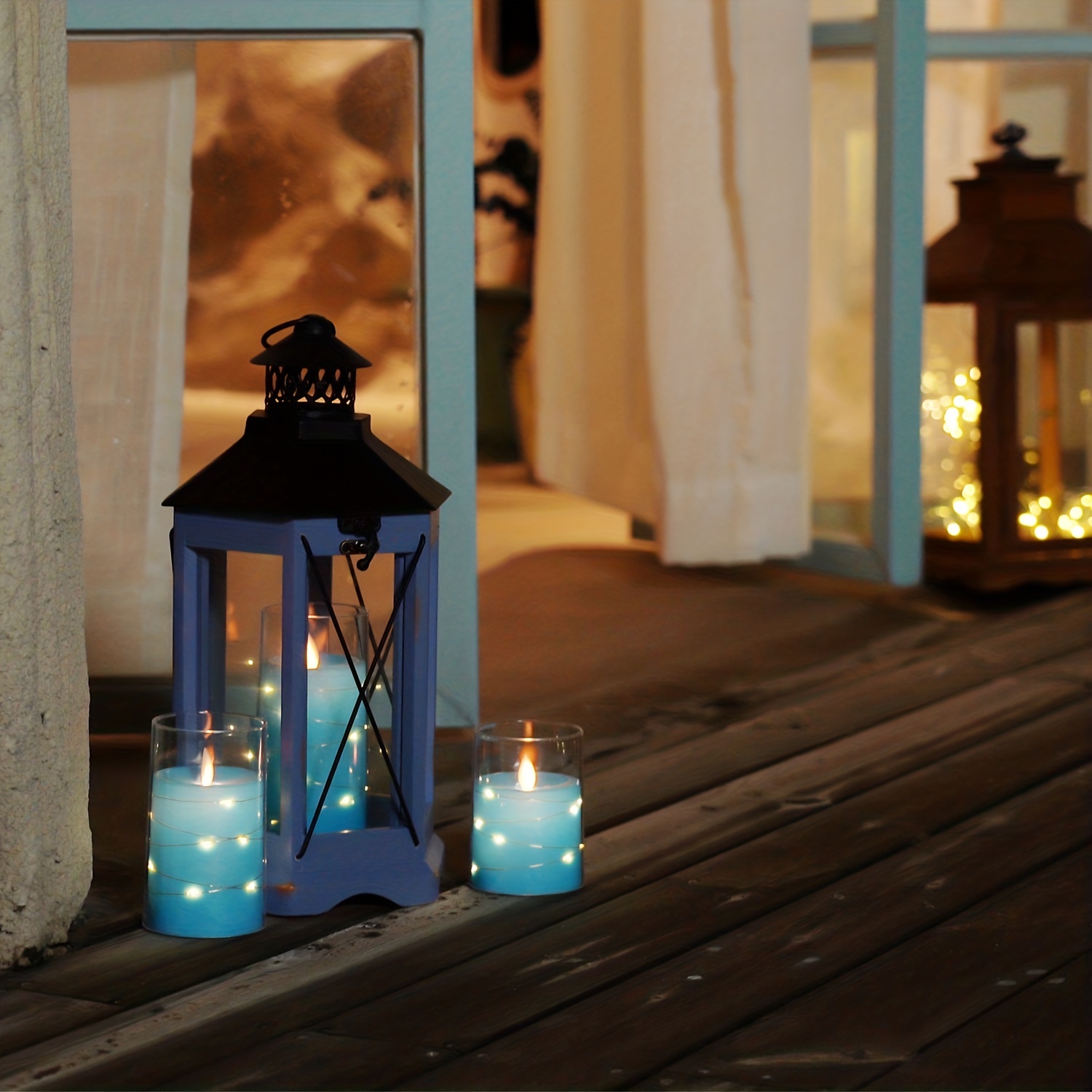 Lantern With Flickering Led Candle Battery Included Vintage - Temu