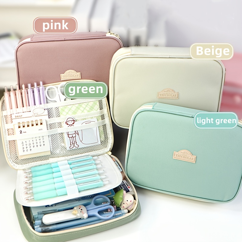 Canvas Organizer Storage Tool Girl Boy Pencil Case Beige Green Teen Large  Capacity Pen Gift Simple Stationery 1 Compartment - AliExpress