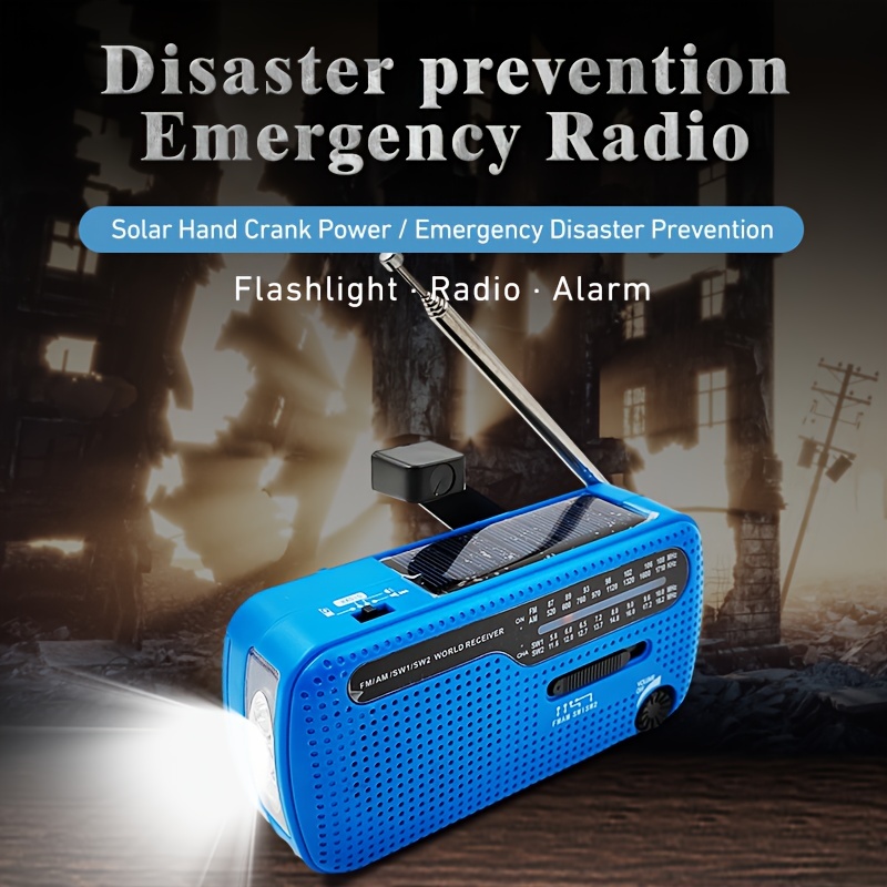 

Emergency Radio Solar Hand Crank Powered Radio Am/fm/sw With Led Flashlight Mobile Phone Charging And Sos Alarm