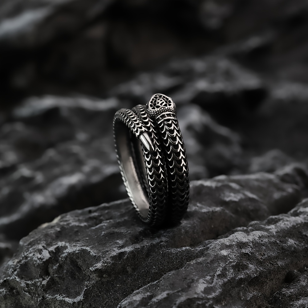 Retro European and Vintage Snake Titanium 316L Stainless Steel *'s  Ring, Unisex Couple Zodiac Snake Ring