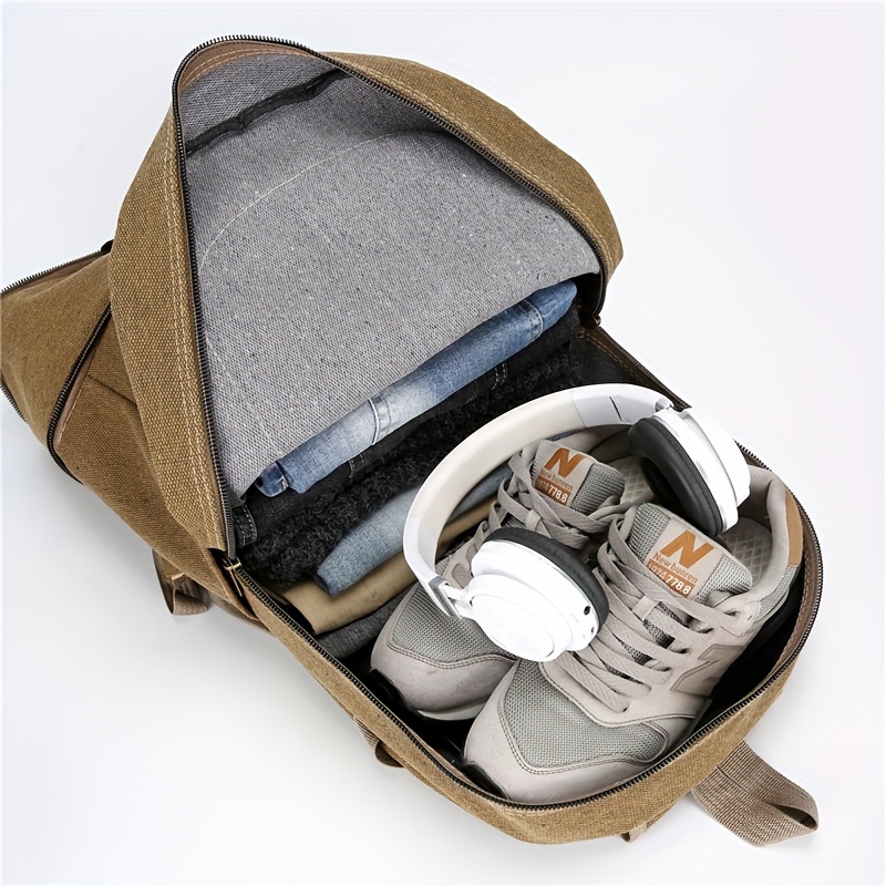 Canvas Large Capacity Backpack Men's Women's Travel Bag