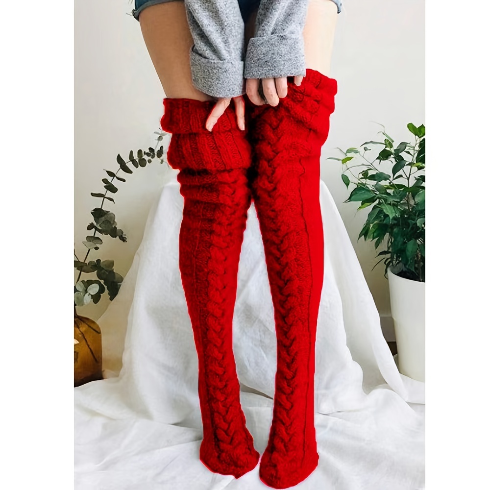 Women's Thigh High Socks Knee Cable Knit Boot Socks Long - Temu Canada