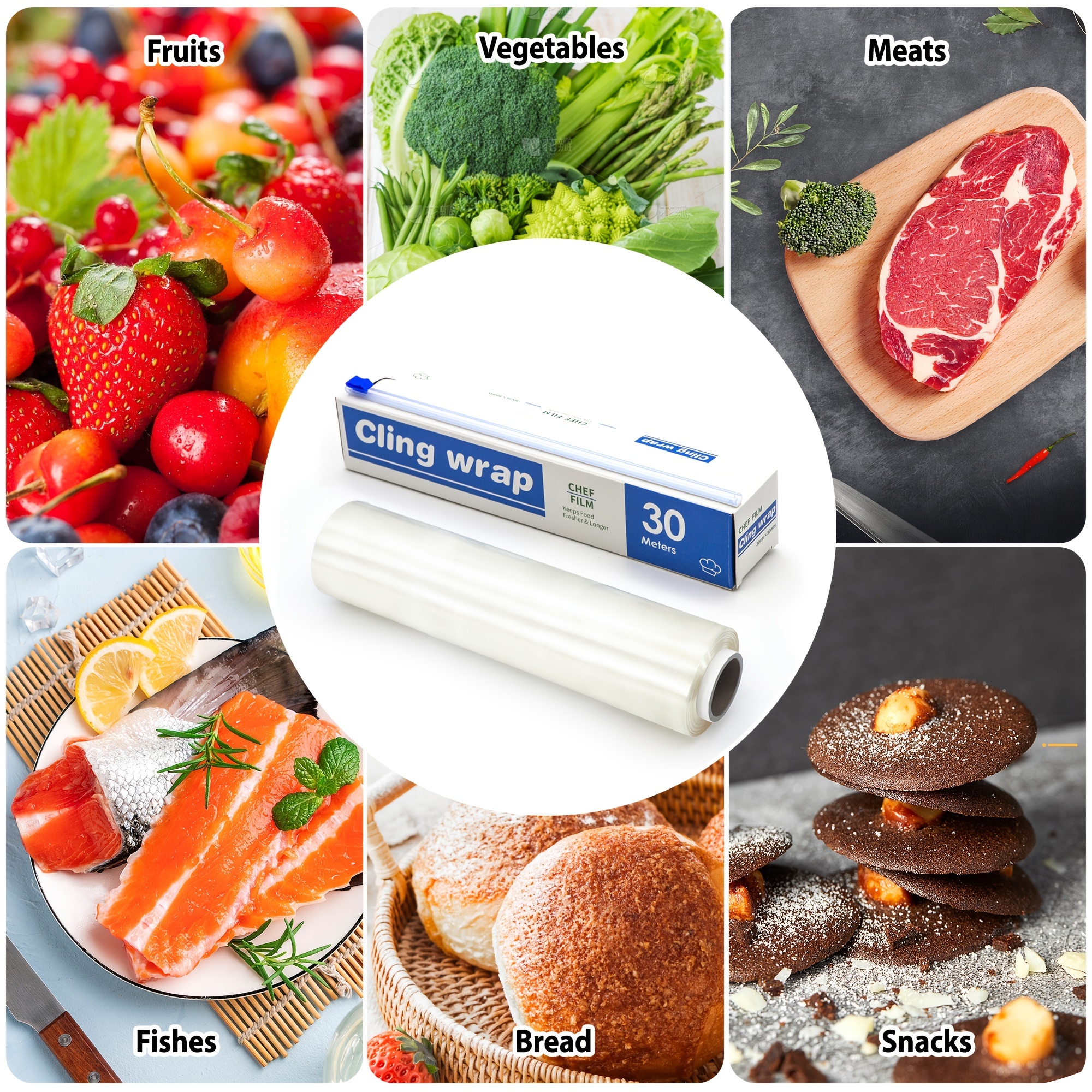 BPA Plastic Food Wrap Microwave Safe Tear Resistant with Cutter