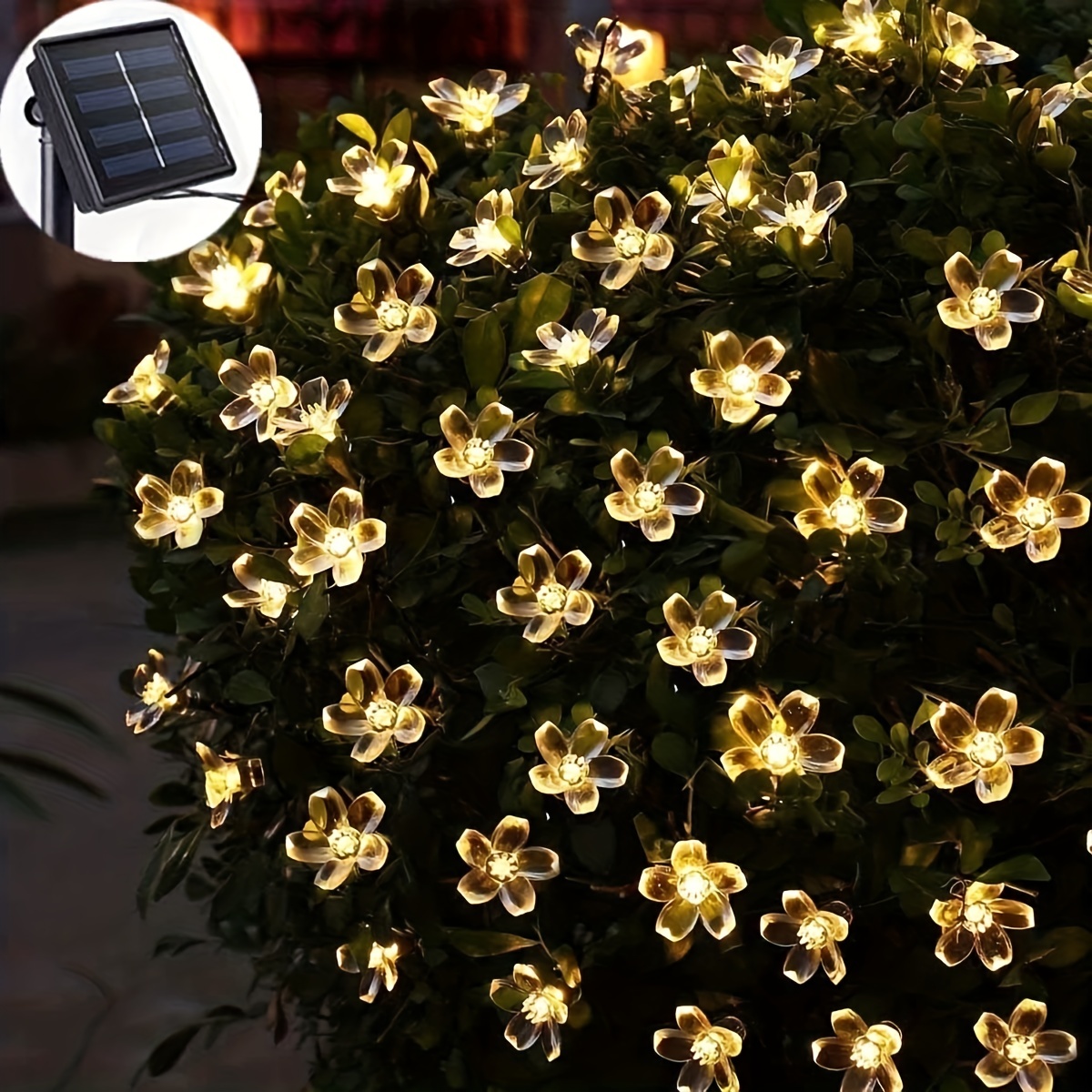 1pc solar string flower light outdoor waterproof 6 5m 21ft 30 led fairy light for garden fence patio yard party dec oration included 2m wire christmas halloween decorations details 0