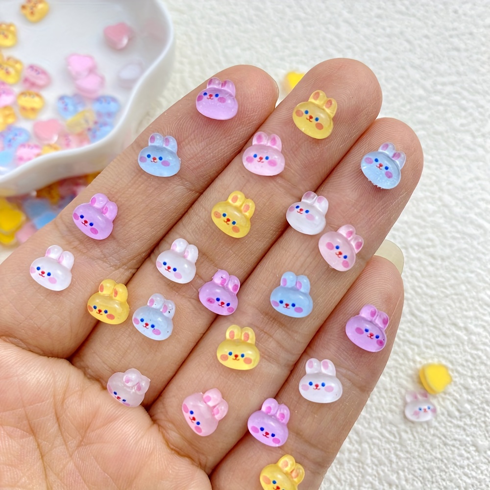 

50pcs Adorable Mini Colorful Bunny Series Resin Ornaments, Perfect For Jewelry Making, 3d Charms Nail Accessories, Manicure Art Decoration For Women Girls Easter
