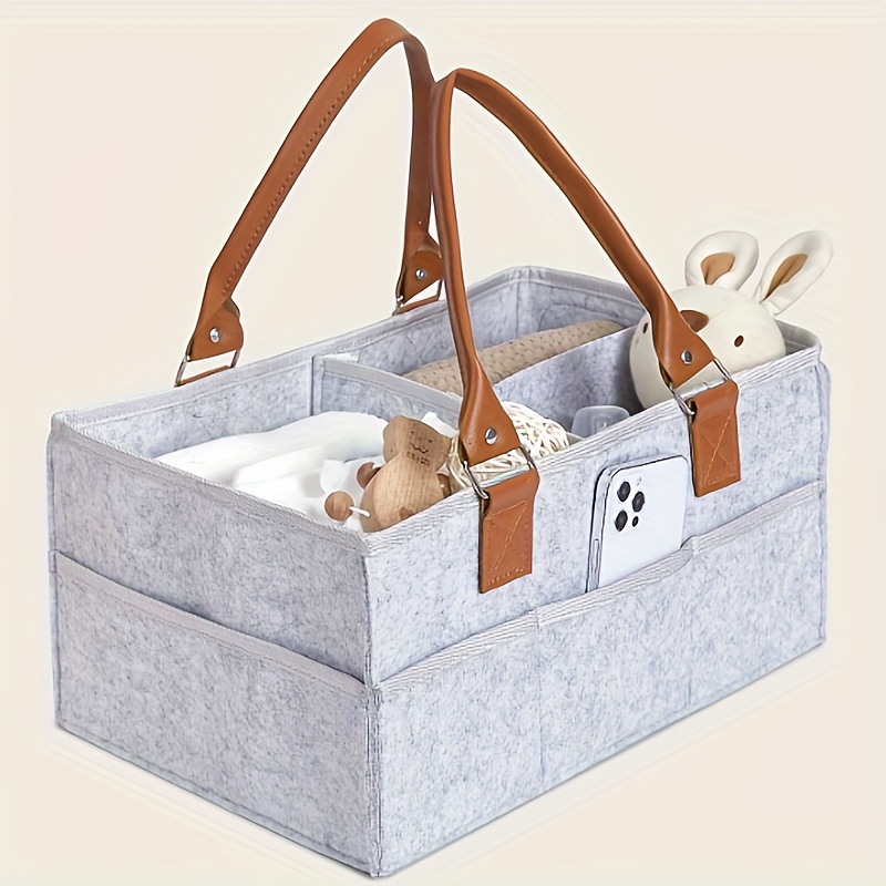Light Grey Foldable Mommy Diaper Bag with Large Capacity