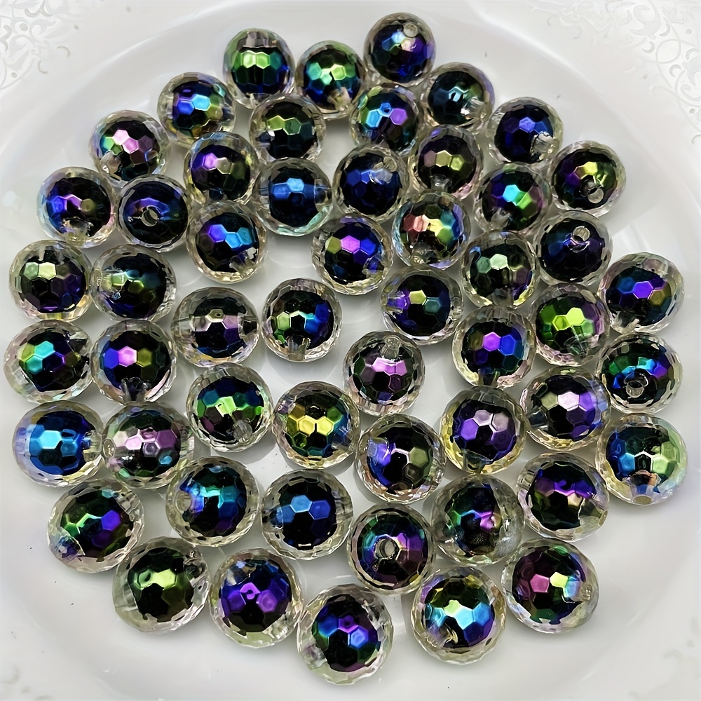 Solid Color Uv Electroplating Acrylic Beads Large Hole - Temu