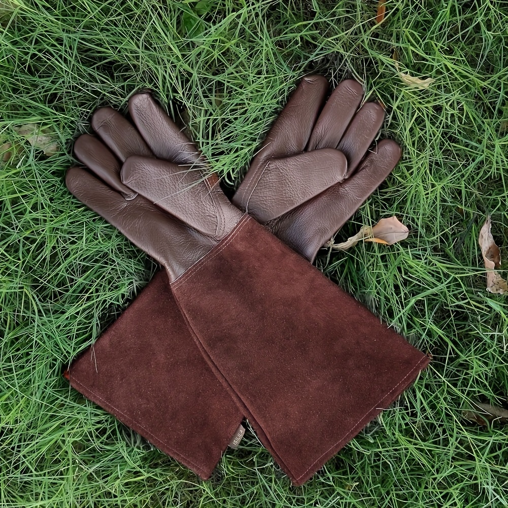 Gants de jardinage pour femmes / hommes Rose Pruning Thorn & Gant de  protection de l'avant-bras long résistant aux coupures, gants de jardin de  travail en cuir de vachette épais durables