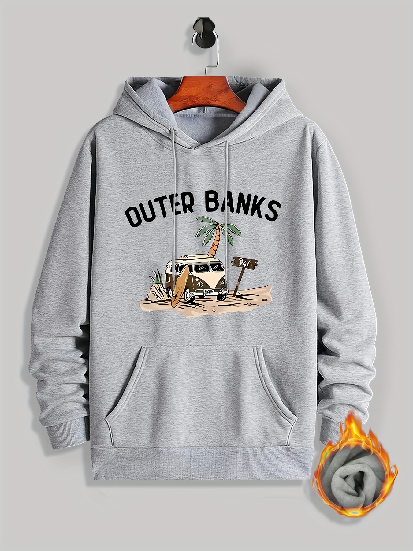 Outer Banks Print Hoodies Men Graphic Hoodie Kangaroo Pocket