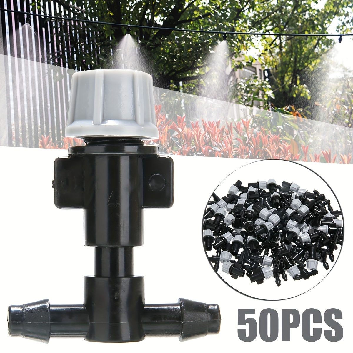 MOIAK 50 goteros de microflujo de riego de jardín, sistema de emisor de  aspersores ajustable micro cabezal de goteo para sistema de riego (50  piezas)