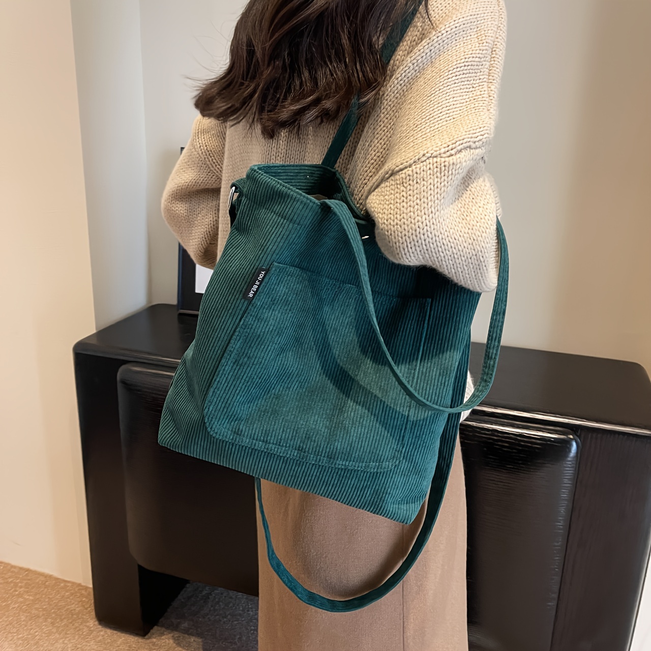 Minimalist Japanese Corduroy Square Bag, Solid Color Small Crossbody Purse,  Outdoor Storage Shoulder Bag - Temu Austria