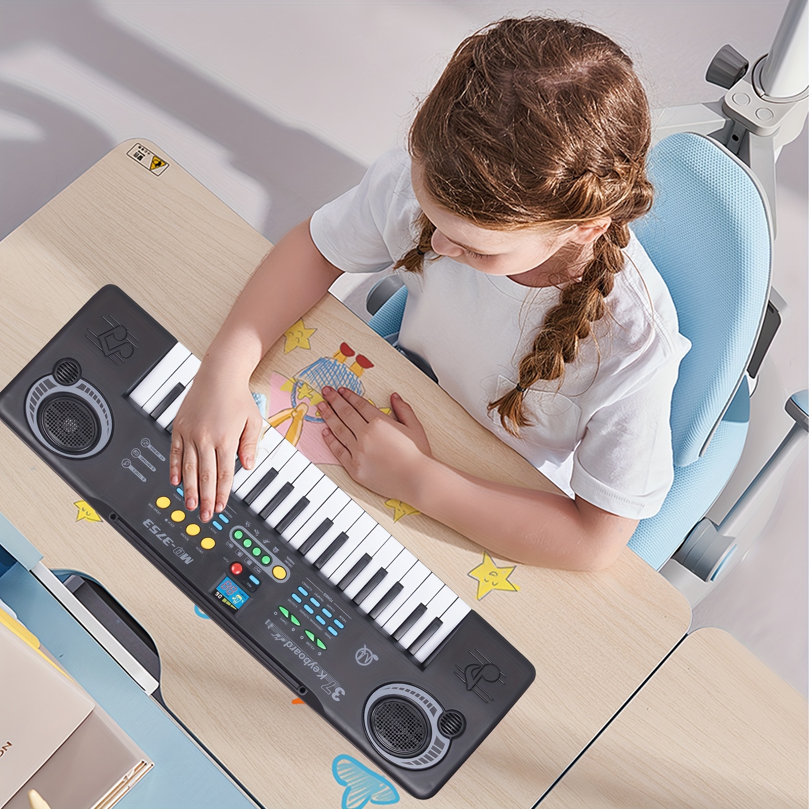Multifunctional Mini Electronic Piano With Microphone Abs Children Portable  37 Keys Digital Music Electone Keyboard Gift